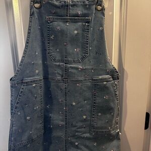 Cat & Jack Girls Floral Denim Overall Dress – Size 10/12